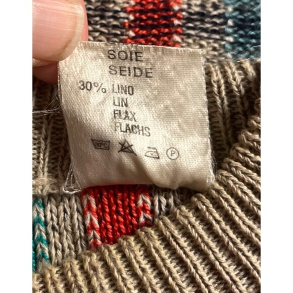 Bullock & Jones Mens Multicolor Plaid L (50) Striped Sweater Made In Italy - Picture 4 of 12